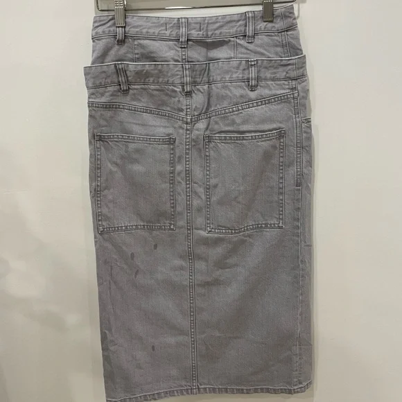 2022 spring Tibi Grey Denim Double Waisted Denim Skirt - Picture 4 of 7